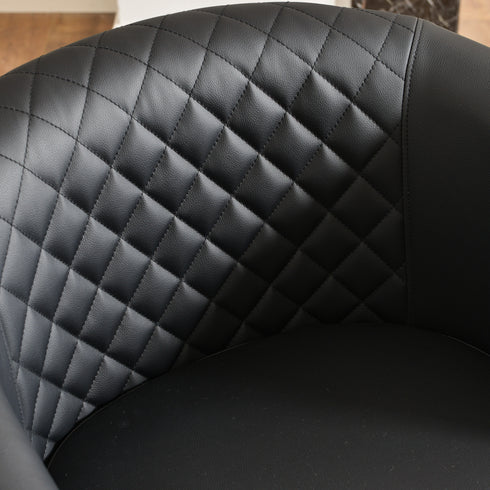 Louis Faux Leather Tufted Club Chair - Black Accent Chair | Decorative Accent Chairs | Kinwell Furniture | Modern Club Chairs | Barrel Club Chair | Nailhead Trim Chair | Contemporary Faux Leather Chair | Elegant Black Chair